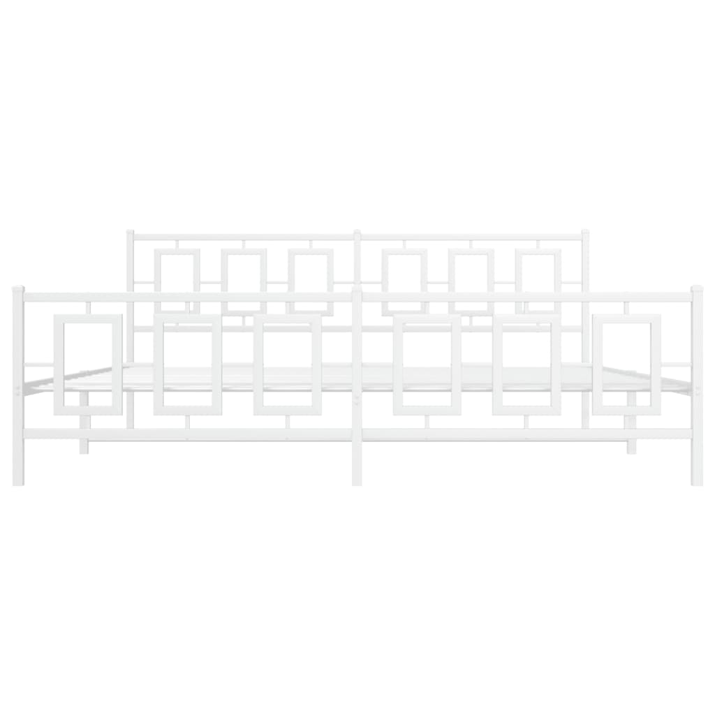 Metalni okvir kreveta uzglavlje i podnožje bijeli 200x200 cm