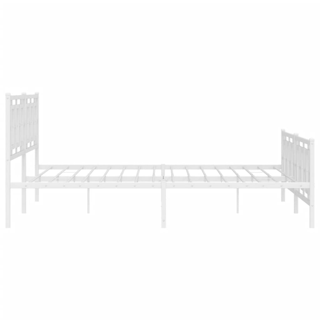Metalni okvir kreveta uzglavlje i podnožje bijeli 200x200 cm