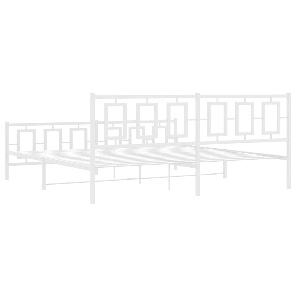 Metalni okvir kreveta uzglavlje i podnožje bijeli 200x200 cm