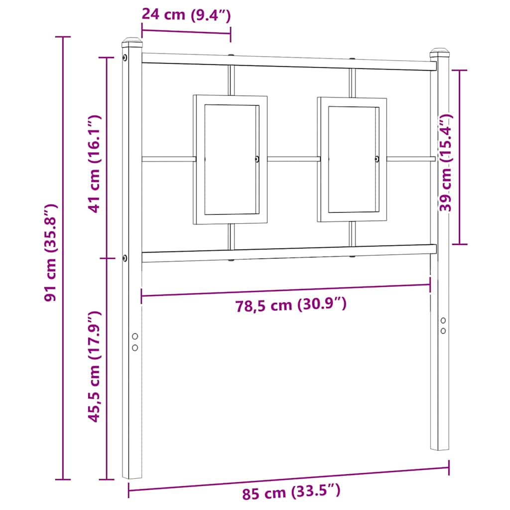 Metalno zamjensko uzglavlje bijelo 80 cm