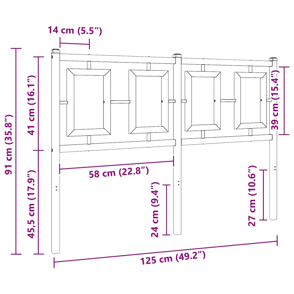 Metalno zamjensko uzglavlje bijelo 120 cm