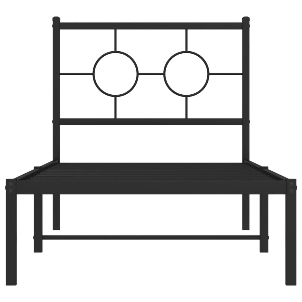 Metalni okvir za krevet s uzglavljem crni 75x190 cm
