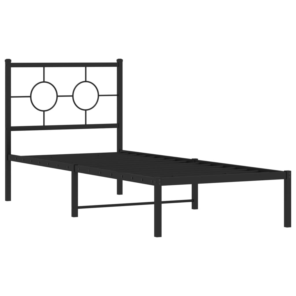 Metalni okvir za krevet s uzglavljem crni 80x200 cm