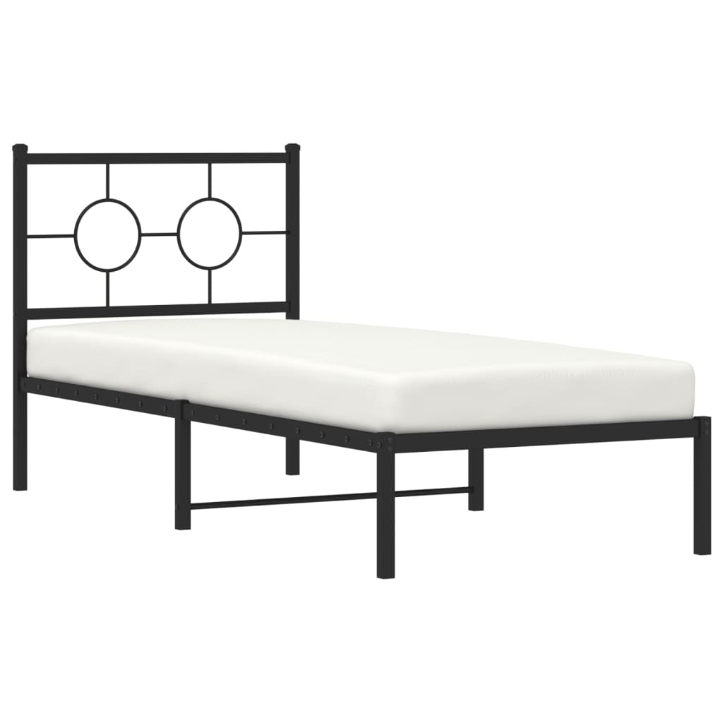 Metalni okvir za krevet s uzglavljem crni 80x200 cm