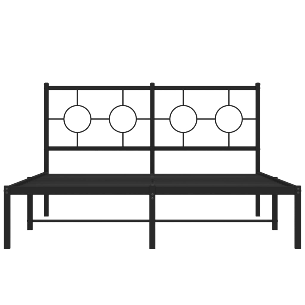 Metalni okvir za krevet s uzglavljem crni 135x190 cm