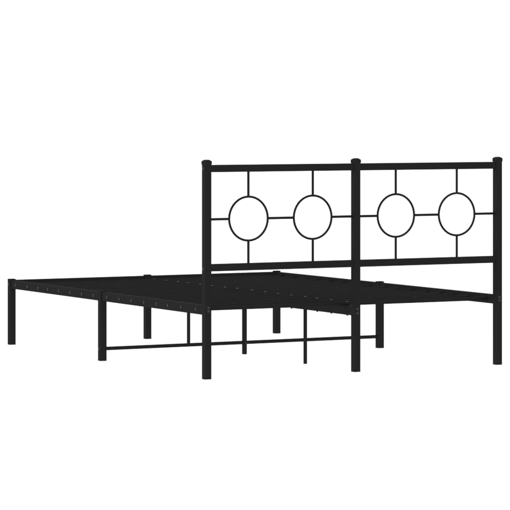 Metalni okvir za krevet s uzglavljem crni 135x190 cm