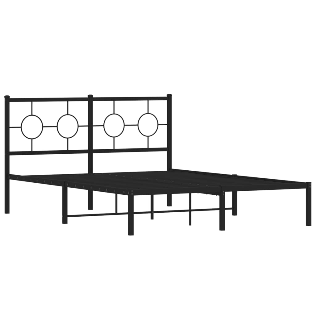 Metalni okvir za krevet s uzglavljem crni 140x200 cm