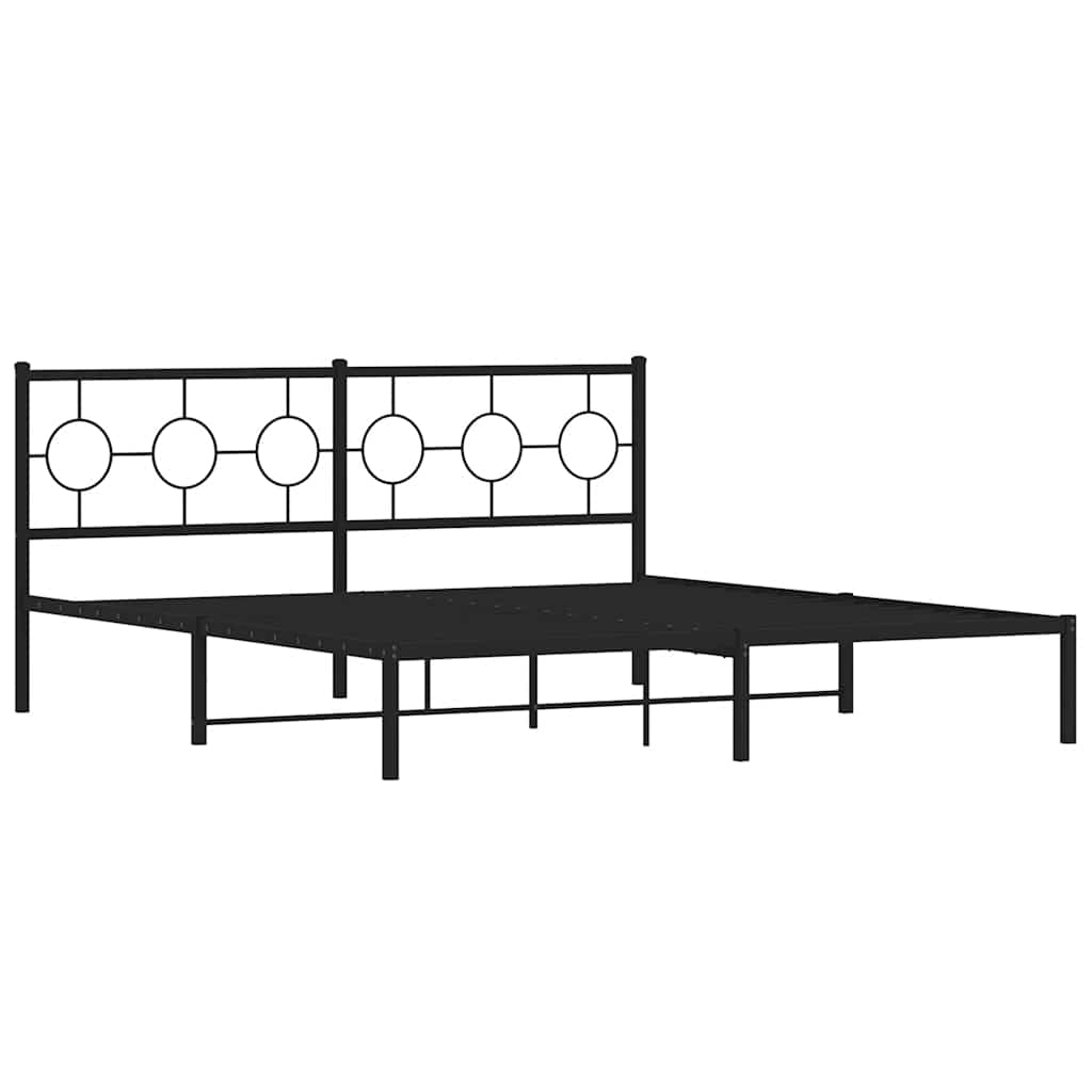 Metalni okvir za krevet s uzglavljem crni 183x213 cm