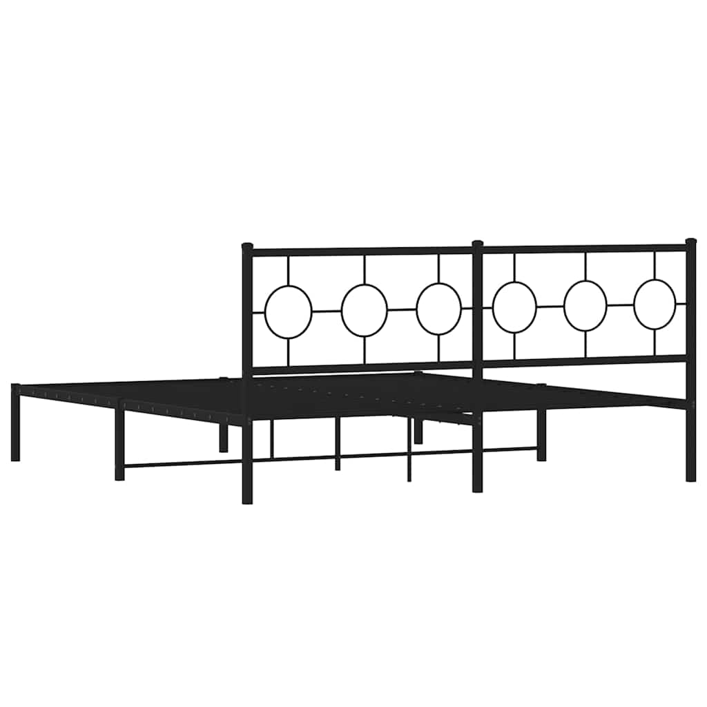 Metalni okvir za krevet s uzglavljem crni 183x213 cm