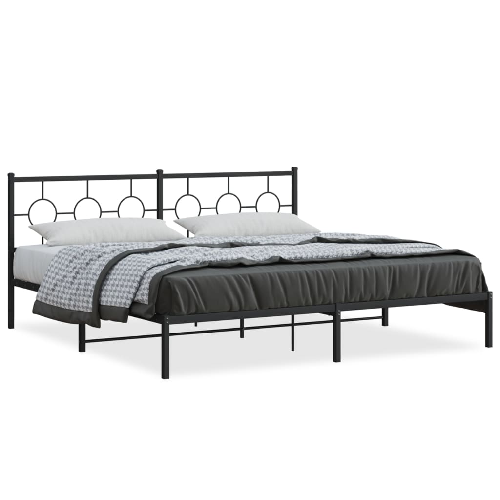 Metalni okvir za krevet s uzglavljem crni 200x200 cm