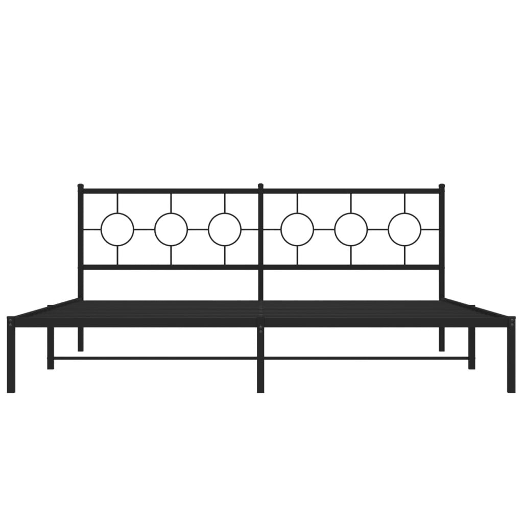 Metalni okvir za krevet s uzglavljem crni 200x200 cm
