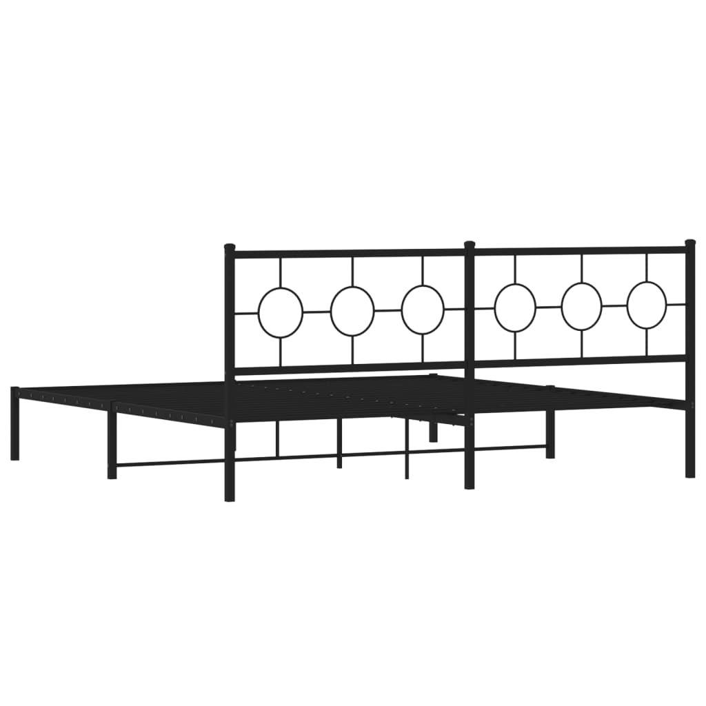 Metalni okvir za krevet s uzglavljem crni 200x200 cm