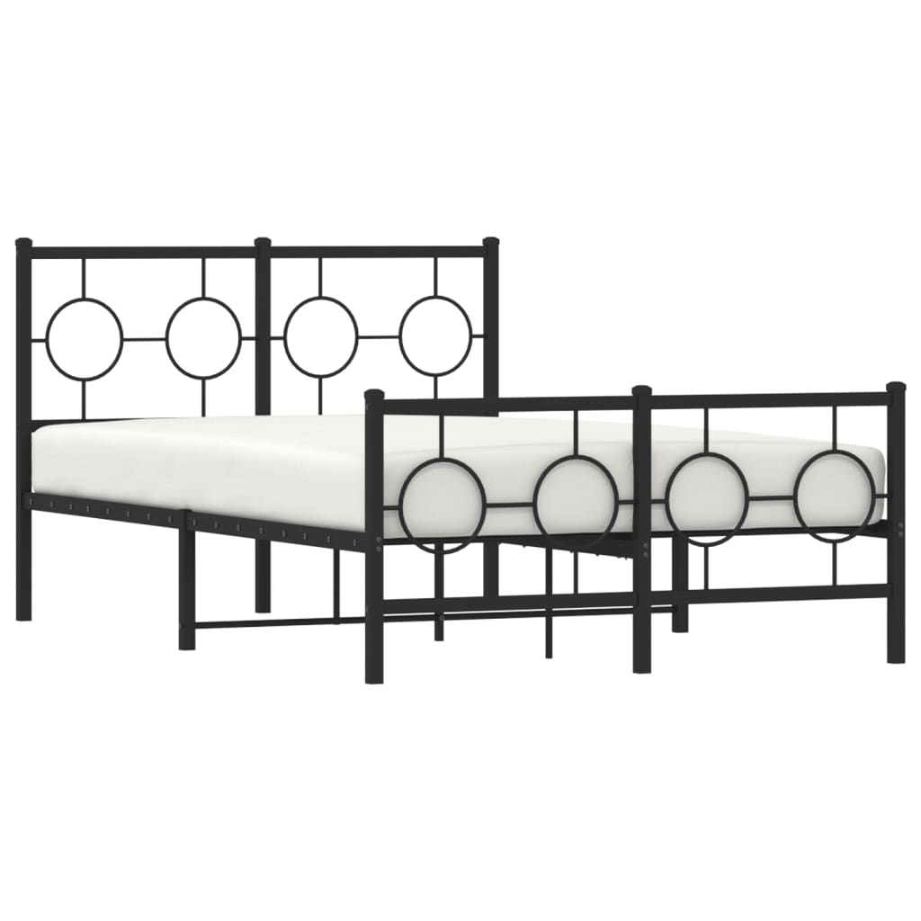 Metalni okvir kreveta uzglavlje i podnožje crni 120x200 cm
