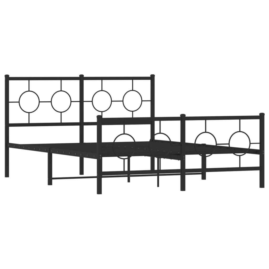 Metalni okvir kreveta uzglavlje i podnožje crni 135x190 cm