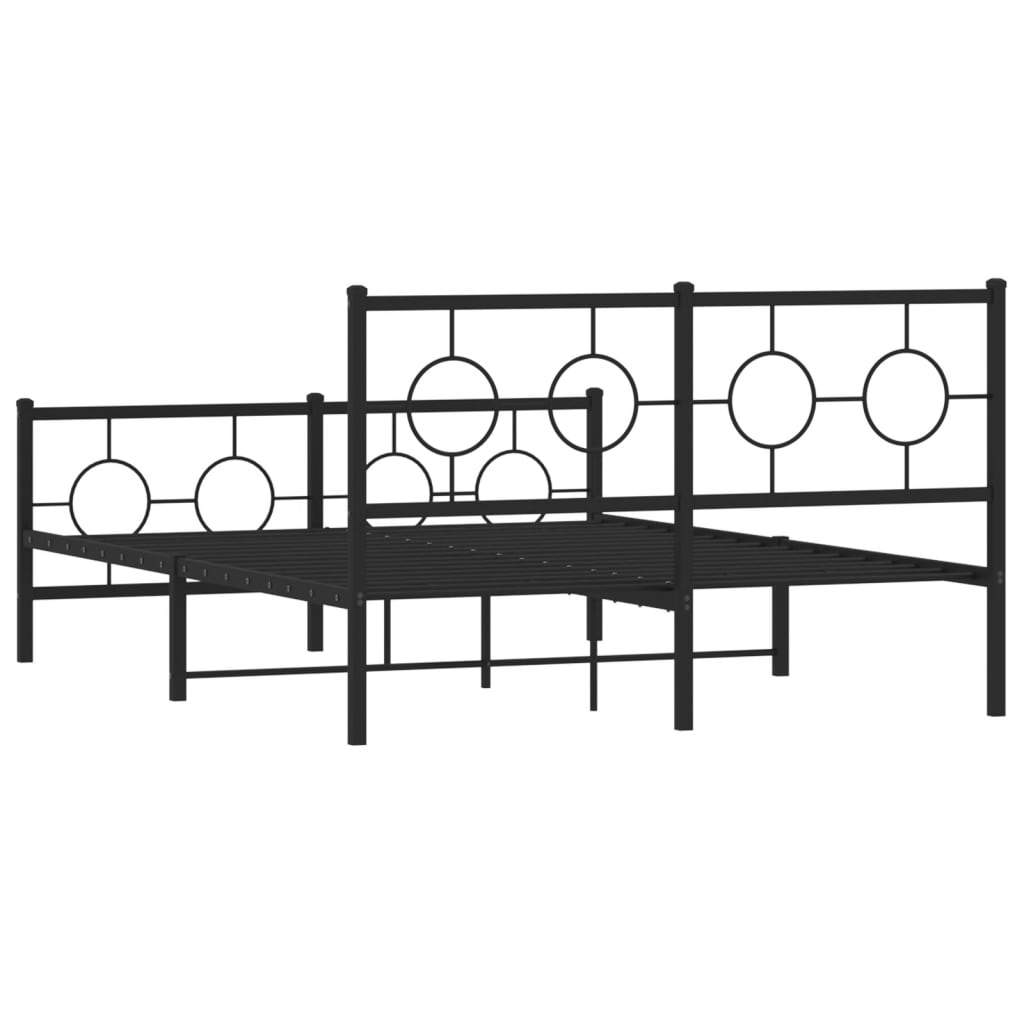 Metalni okvir kreveta uzglavlje i podnožje crni 135x190 cm