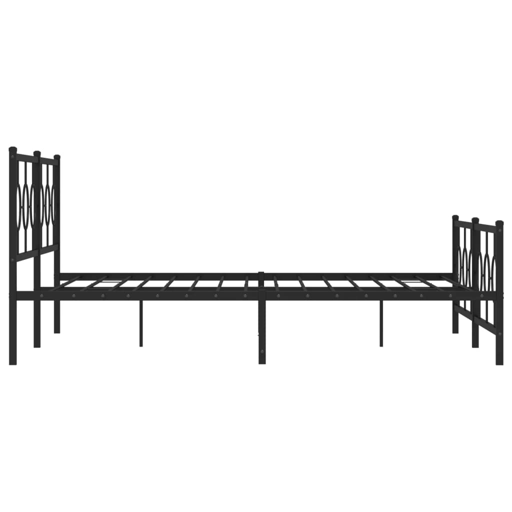 Metalni okvir kreveta uzglavlje i podnožje crni 200x200 cm