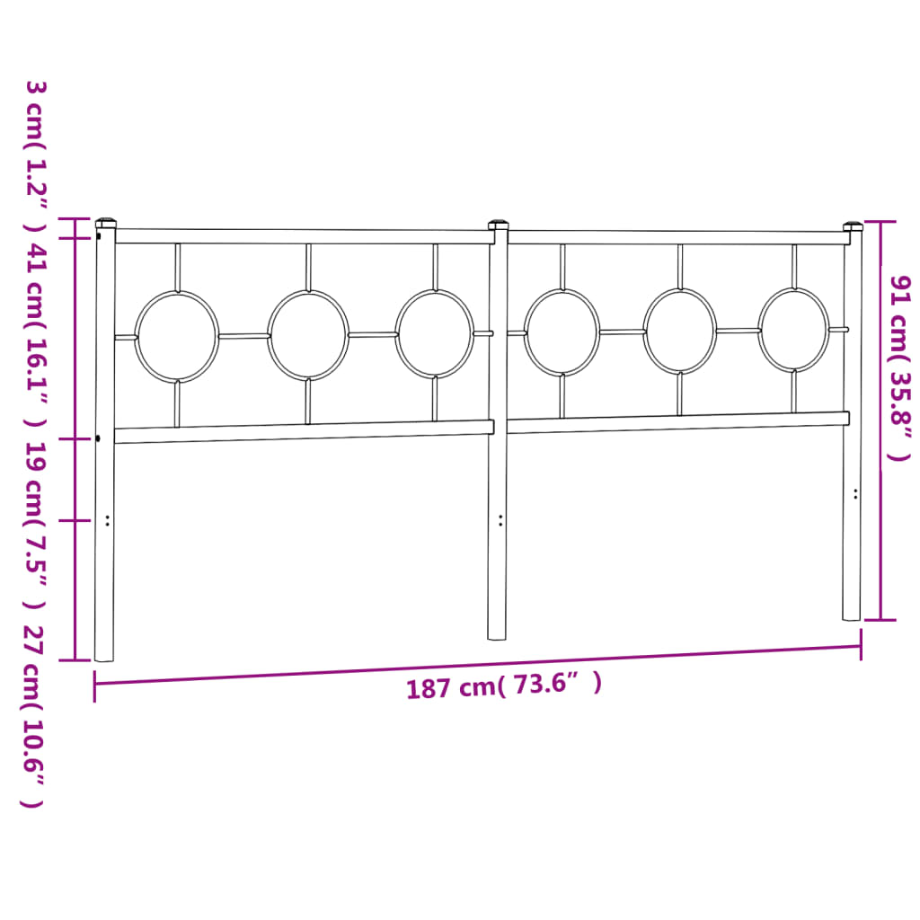Metalno zamjensko uzglavlje crno 180 cm