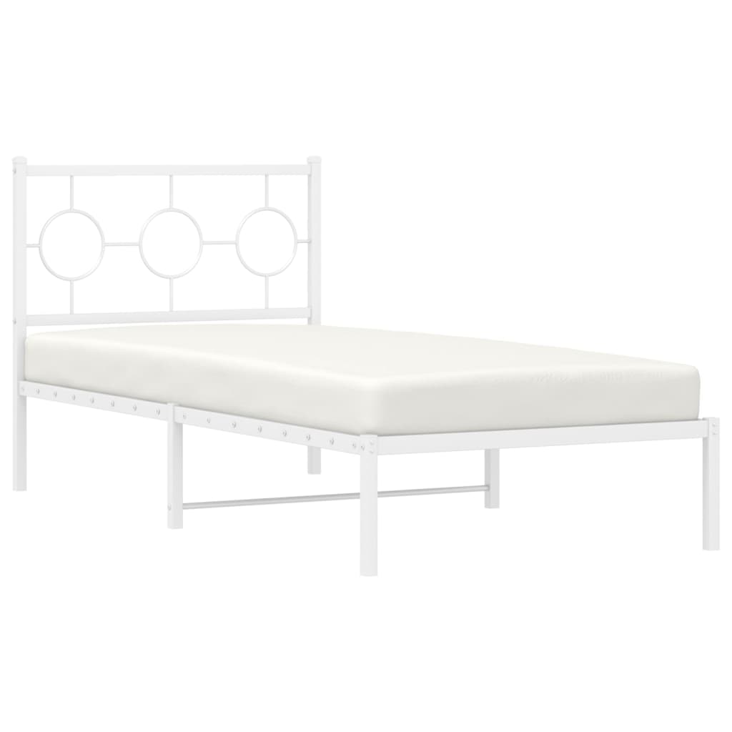 Metalni okvir za krevet s uzglavljem bijeli 90x200 cm
