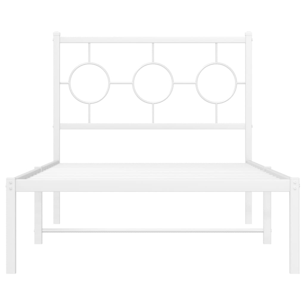 Metalni okvir za krevet s uzglavljem bijeli 90x200 cm