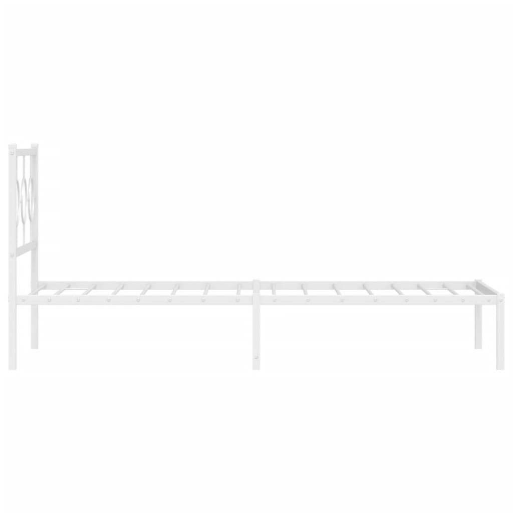 Metalni okvir za krevet s uzglavljem bijeli 90x200 cm
