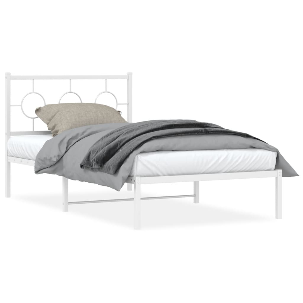 Metalni okvir za krevet s uzglavljem bijeli 100x190 cm