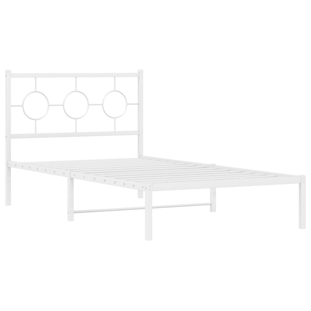 Metalni okvir za krevet s uzglavljem bijeli 100x200 cm