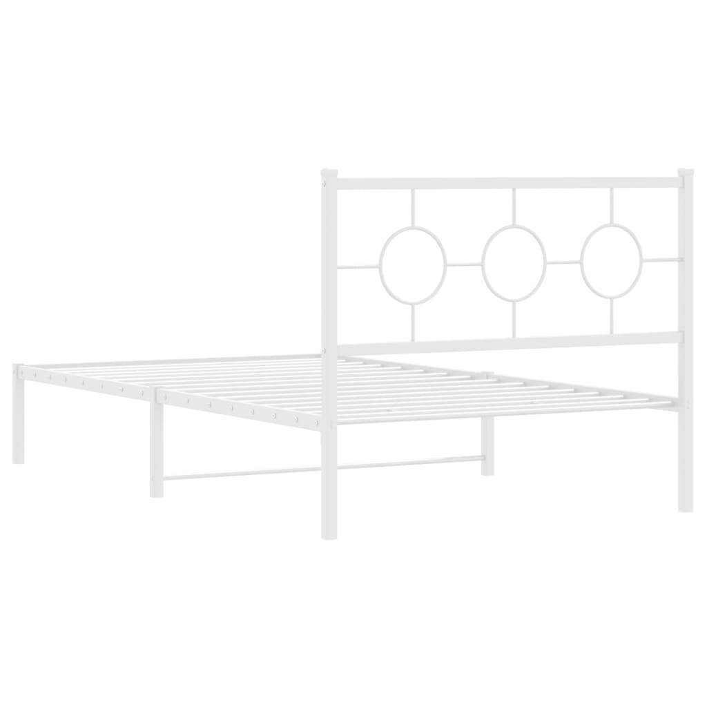 Metalni okvir za krevet s uzglavljem bijeli 107x203 cm
