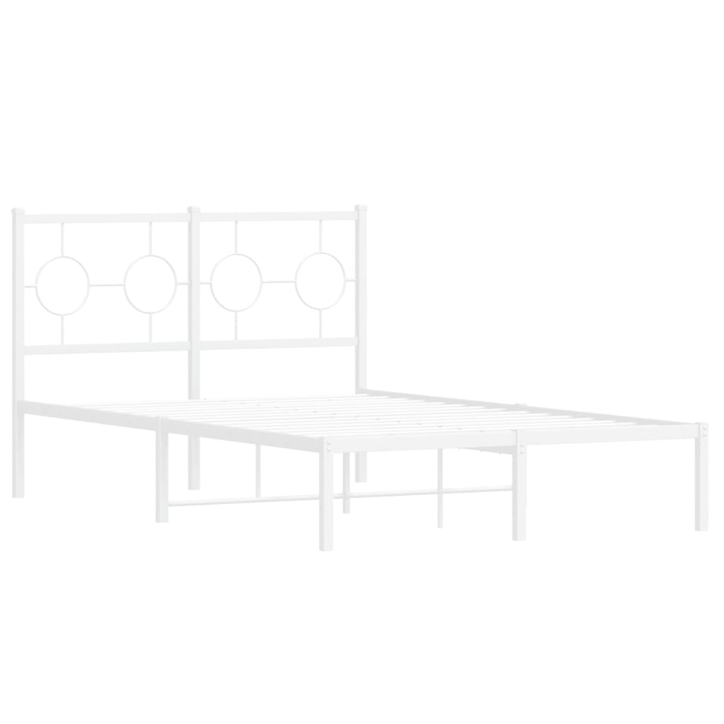 Metalni okvir za krevet s uzglavljem bijeli 120x200 cm