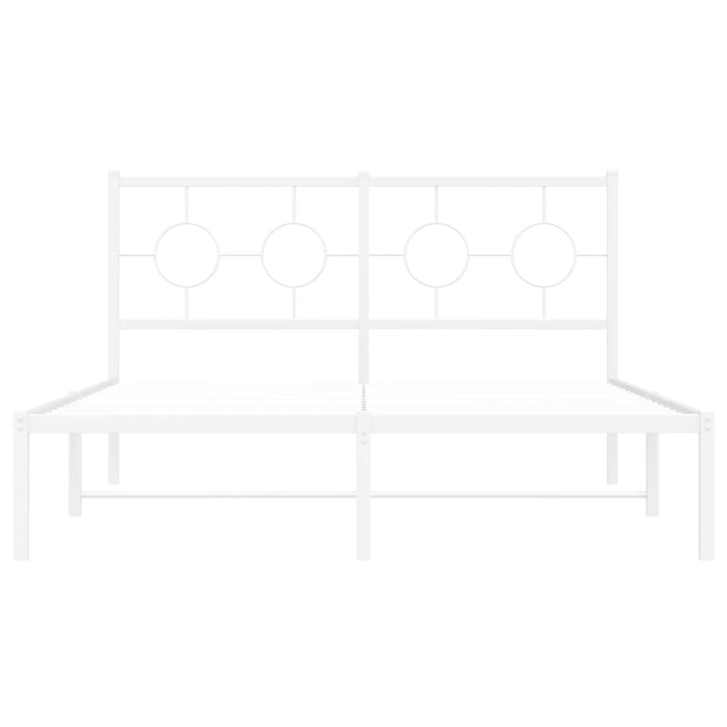 Metalni okvir za krevet s uzglavljem bijeli 135x190 cm
