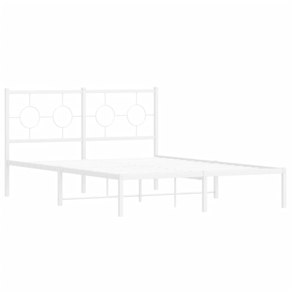 Metalni okvir za krevet s uzglavljem bijeli 140 x 190 cm