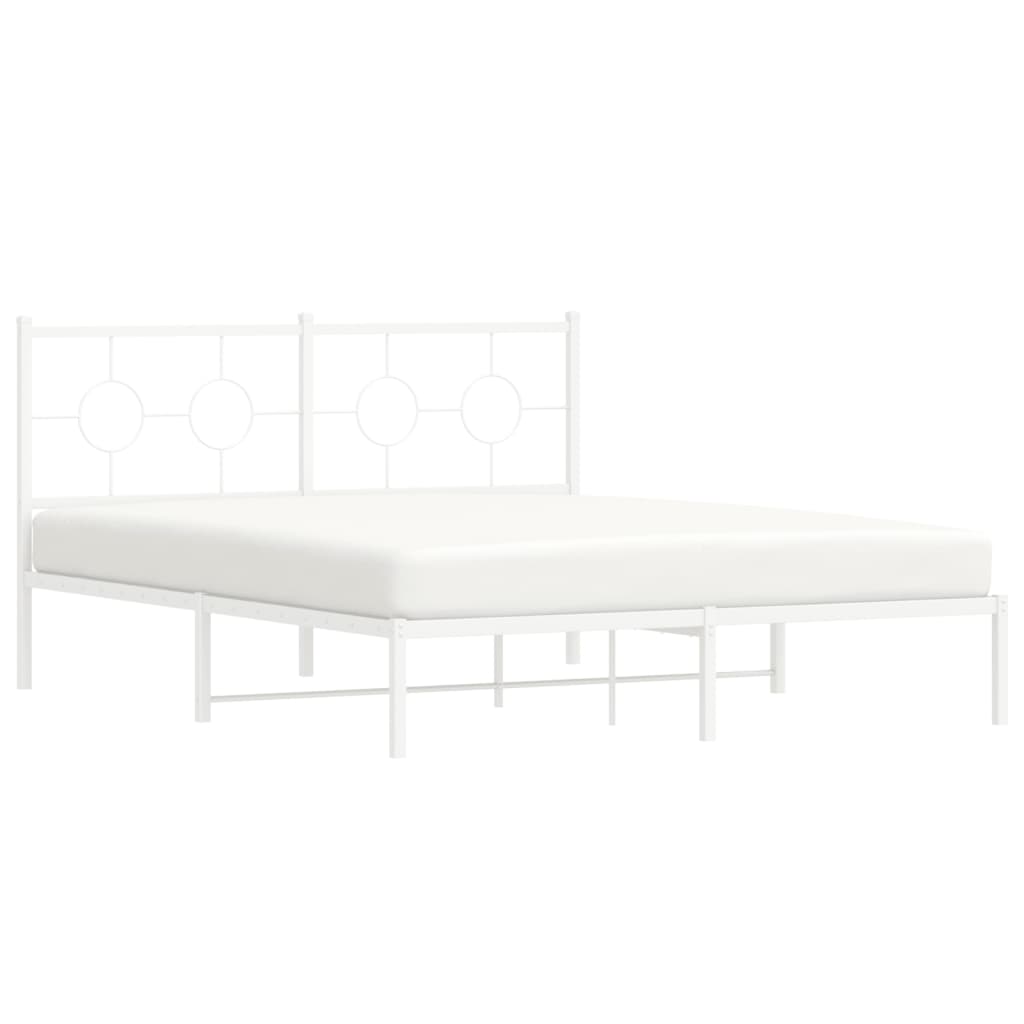 Metalni okvir za krevet s uzglavljem bijeli 150x200 cm