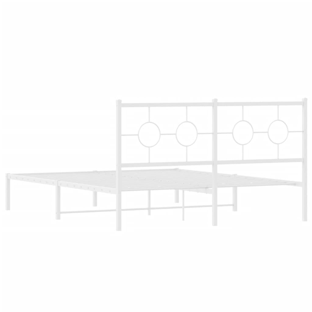 Metalni okvir za krevet s uzglavljem bijeli 150x200 cm