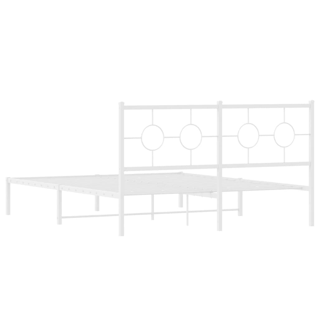 Metalni okvir za krevet s uzglavljem bijeli 160x200 cm