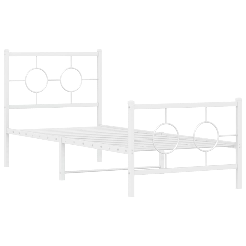 Metalni okvir kreveta uzglavlje i podnožje bijeli 80x200 cm