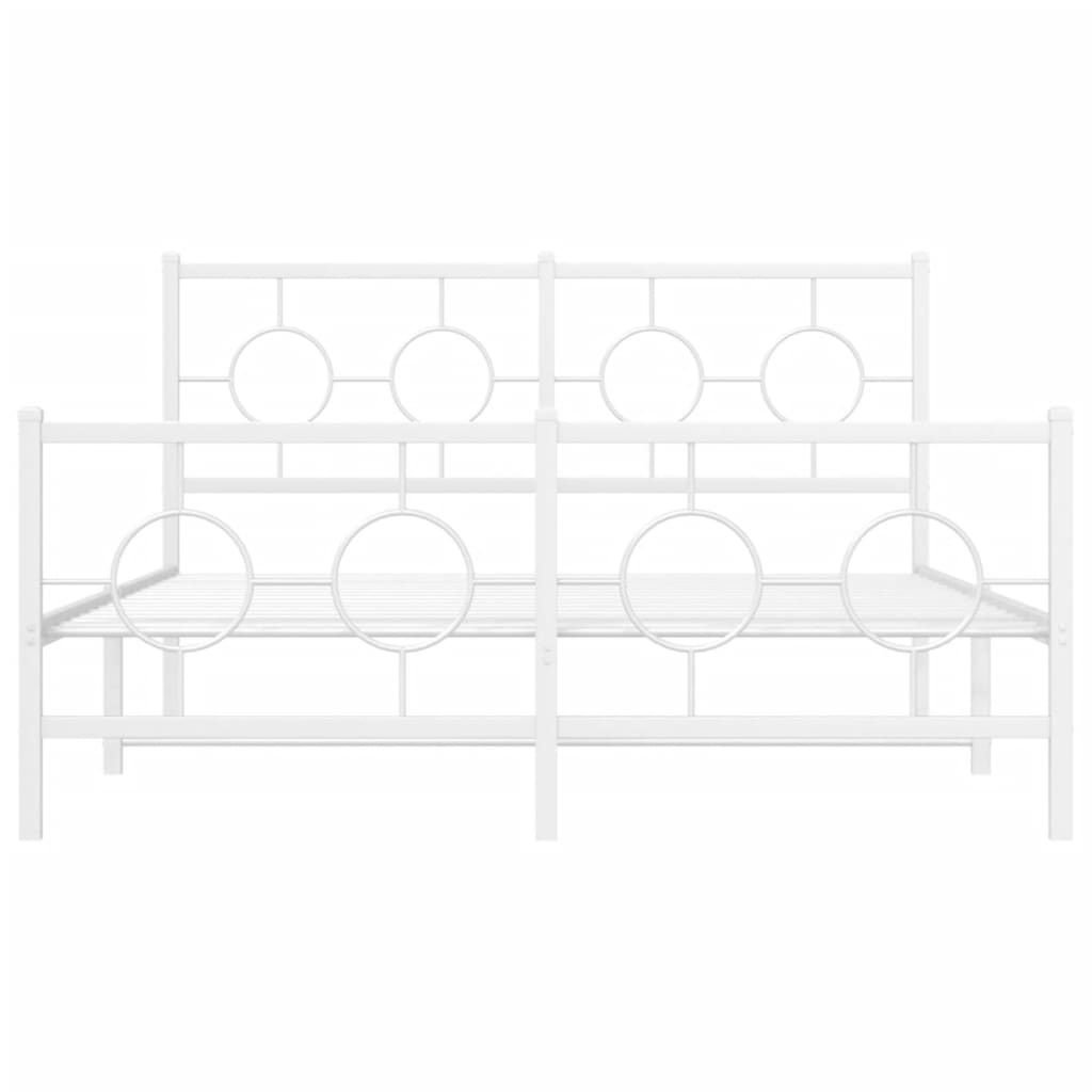 Metalni okvir kreveta uzglavlje i podnožje bijeli 140 x 190 cm