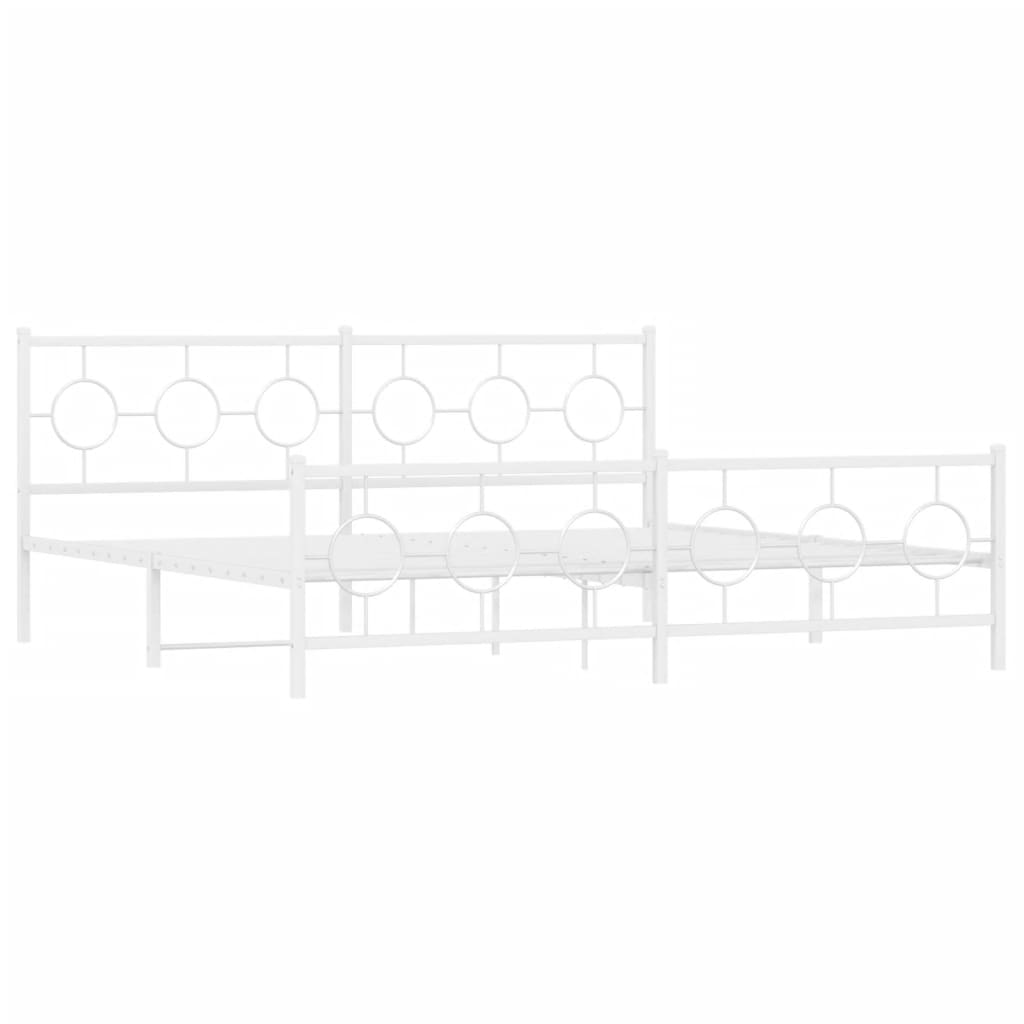 Metalni okvir kreveta uzglavlje i podnožje bijeli 200x200 cm