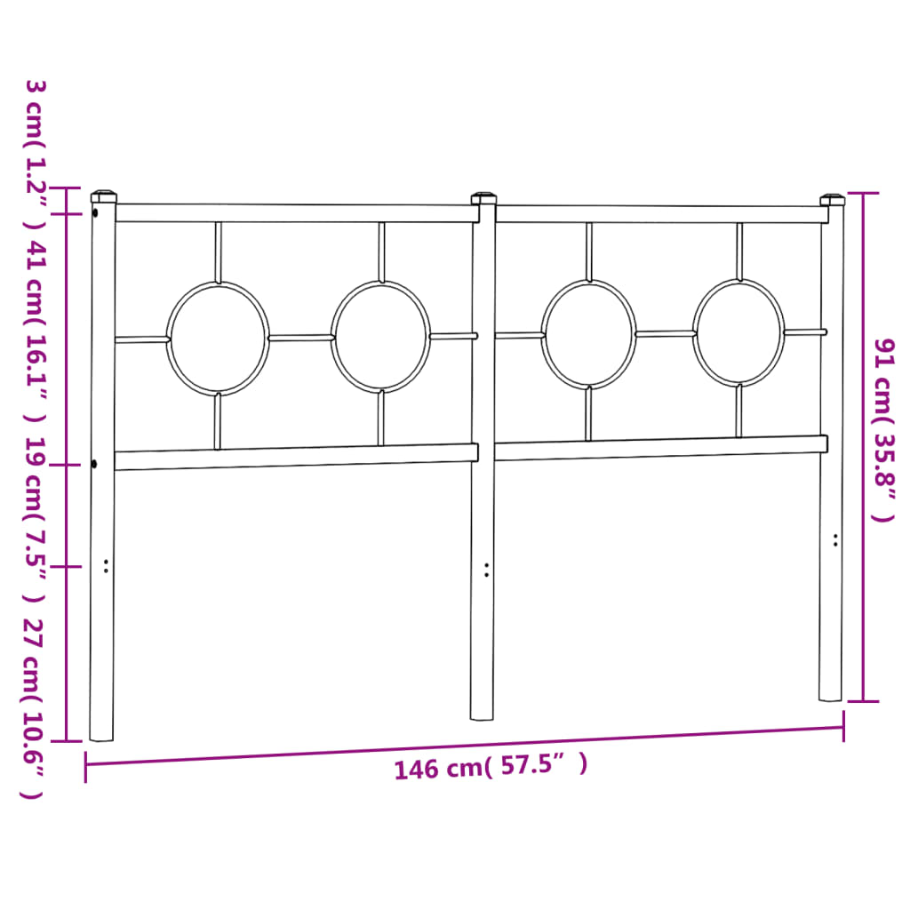 Metalno zamjensko uzglavlje bijelo 140 cm