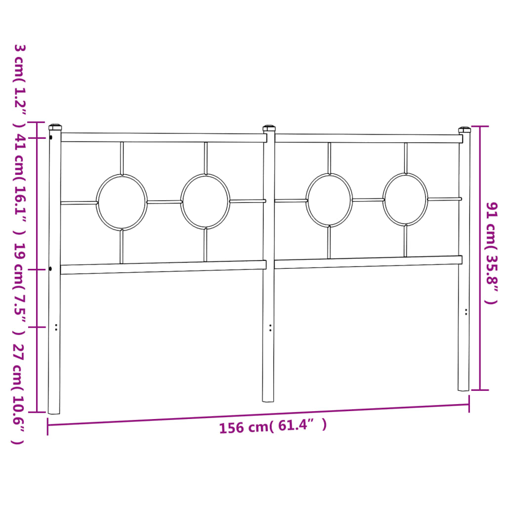 Metalno zamjensko uzglavlje bijelo 150 cm