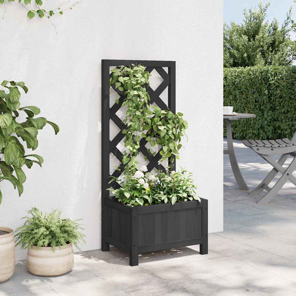 Sadilica s rešetkom crna 40x30x90 cm od masivne jelovine