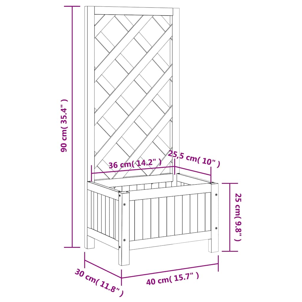 Sadilica s rešetkom crna 40x30x90 cm od masivne jelovine