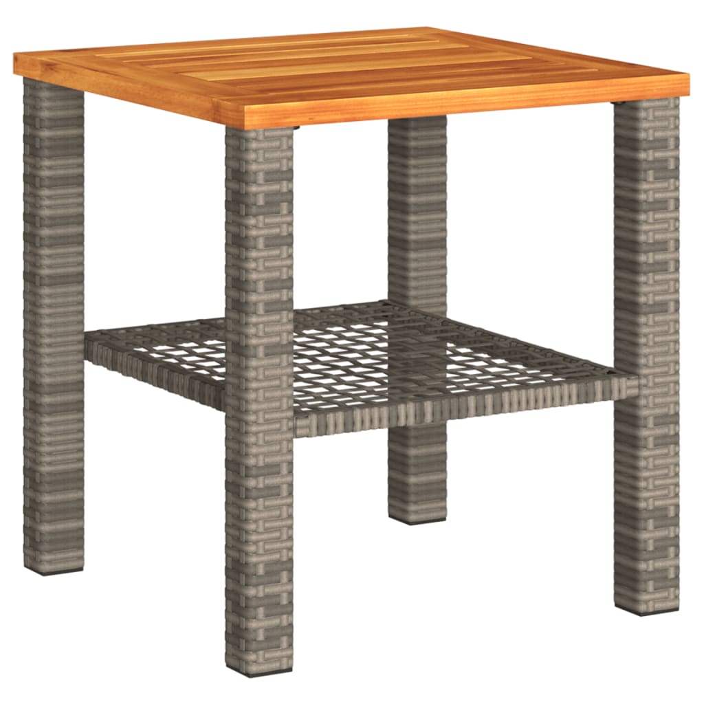 3-dijelni bistro set s jastucima poliratan i drvo bagrema sivi
