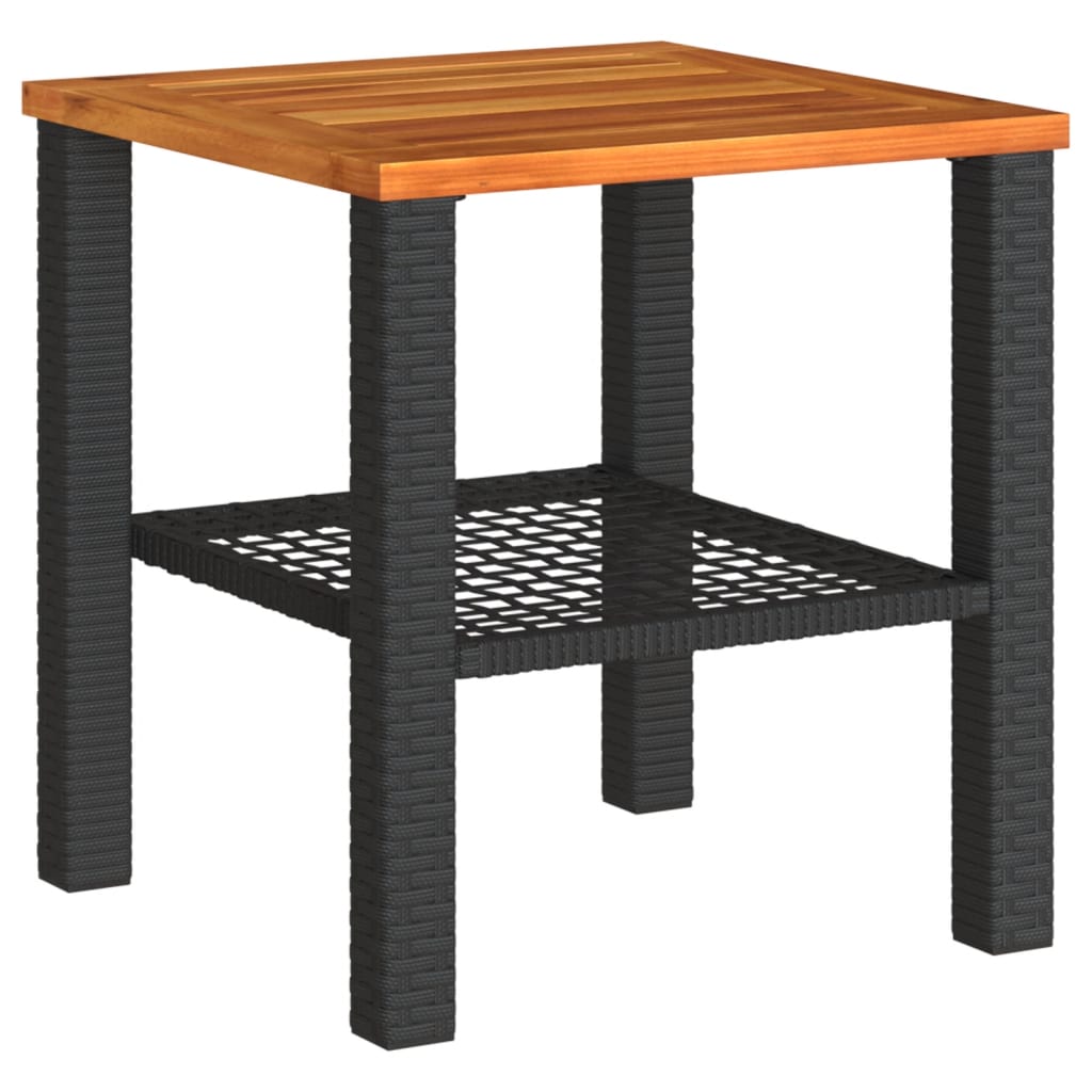 Vrtni stol crni 40x40x42 cm od poliratana i drva bagrema