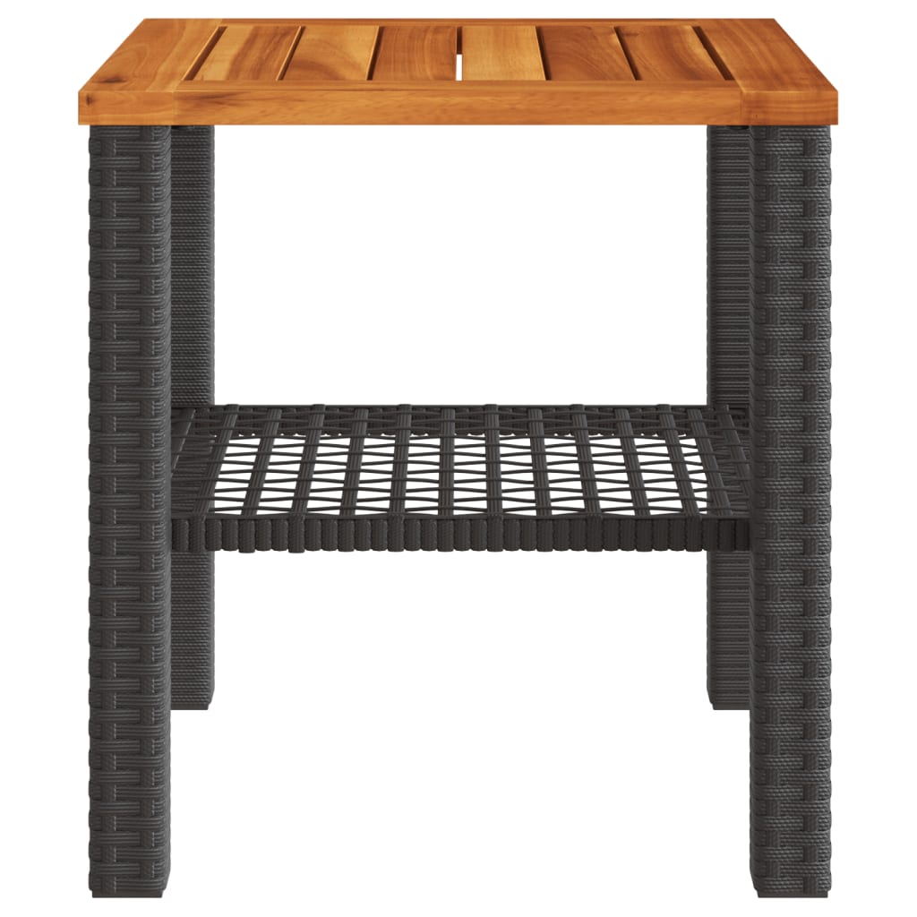 Vrtni stol crni 40x40x42 cm od poliratana i drva bagrema