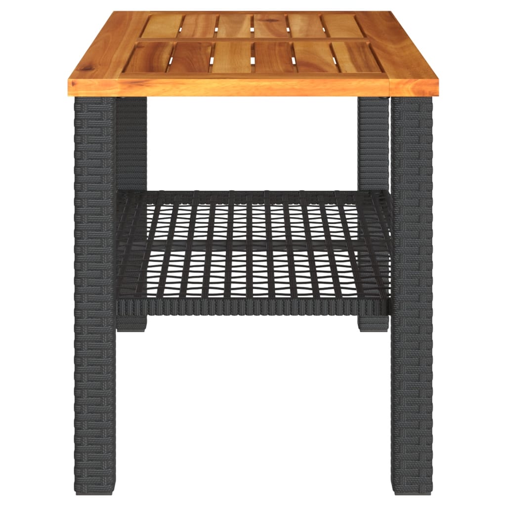 Vrtni stol crni 70 x 38 x 42 cm od poliratana i drva bagrema