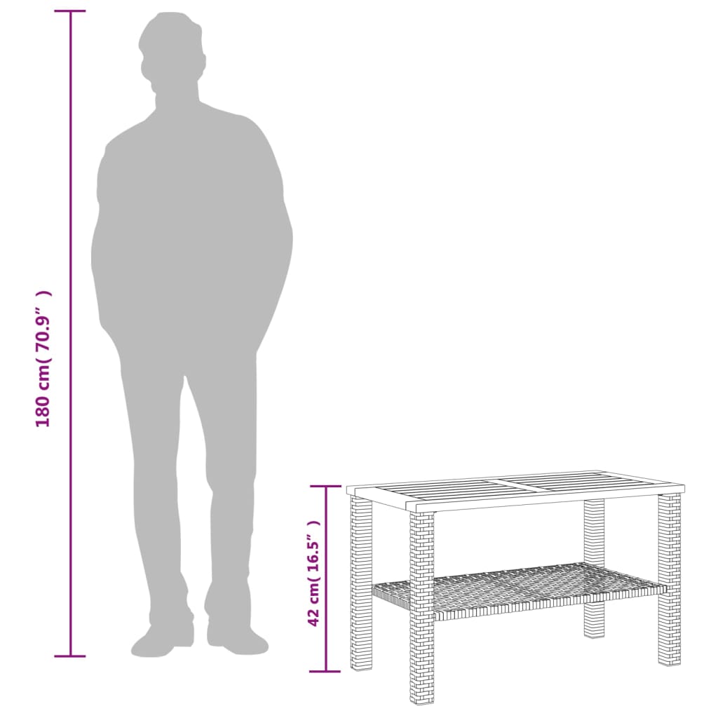 Vrtni stol crni 70 x 38 x 42 cm od poliratana i drva bagrema