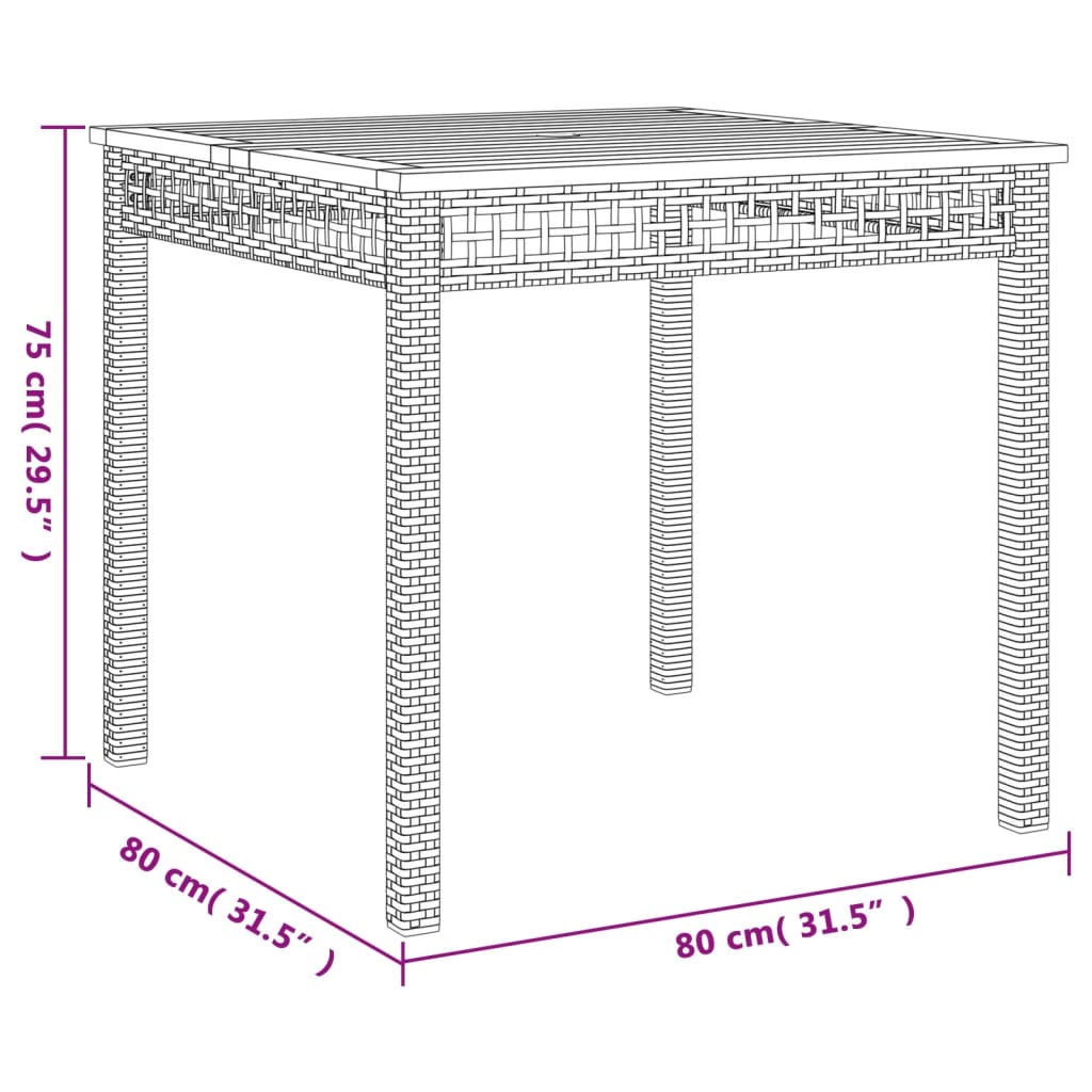 Vrtni stol bež 80 x 80 x 75 cm od poliratana i drva bagrema