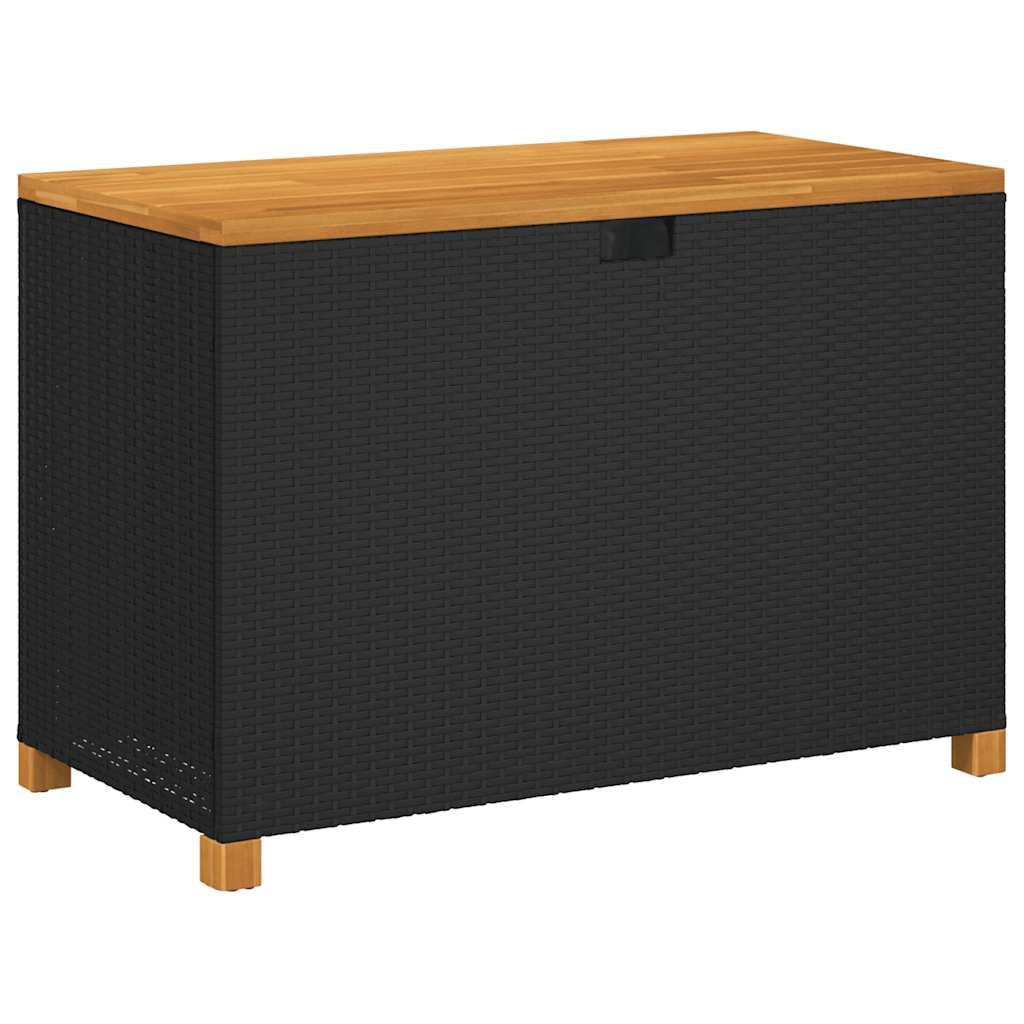 Vrtna kutija za pohranu crna 110x55x63cm poliratan drvo bagrema