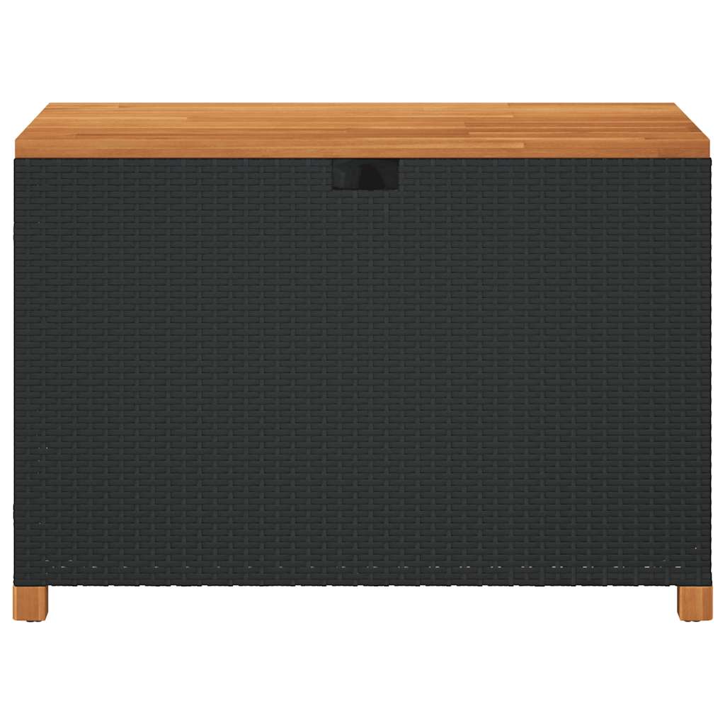 Vrtna kutija za pohranu crna 110x55x63cm poliratan drvo bagrema