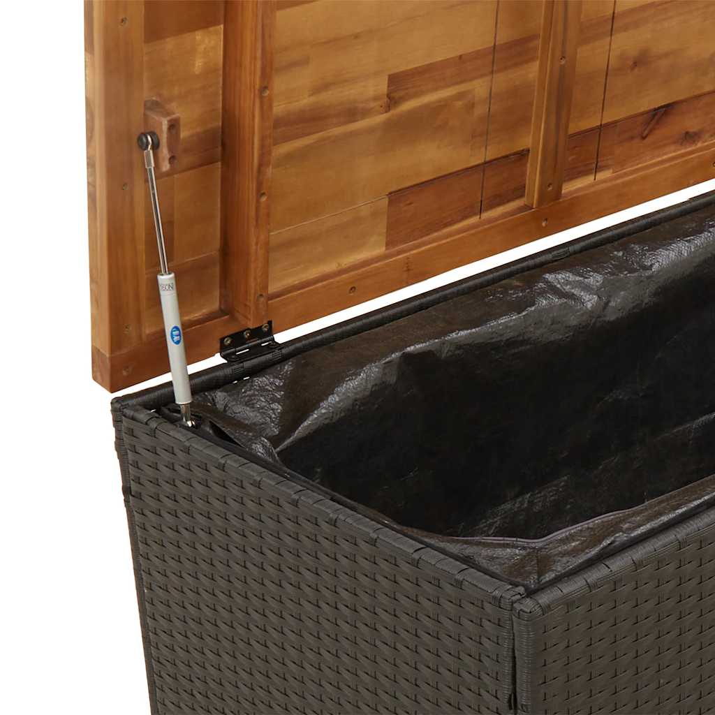 Vrtna kutija za pohranu crna 110x55x63cm poliratan drvo bagrema