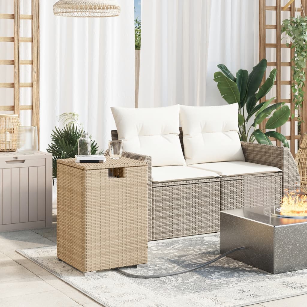 Pokrovni stol za spremnik propana bež 40x40x60 cm od poliratana